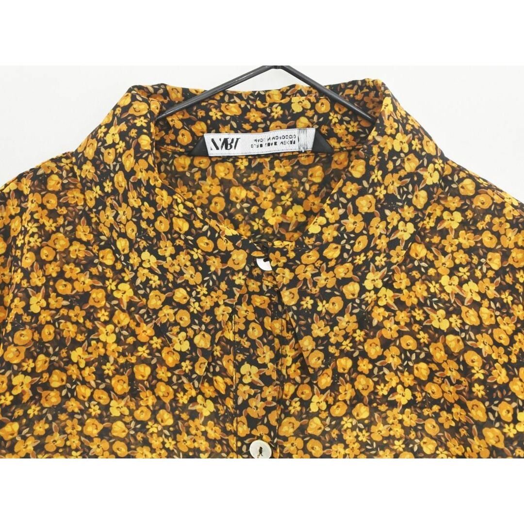 ZARA(ザラ)のZARA ザラ シフォン 花柄 ギャザー 長袖 ブラウス シャツ sizeS/黒ｘ黄 ◇■ レディース レディースのトップス(シャツ/ブラウス(長袖/七分))の商品写真