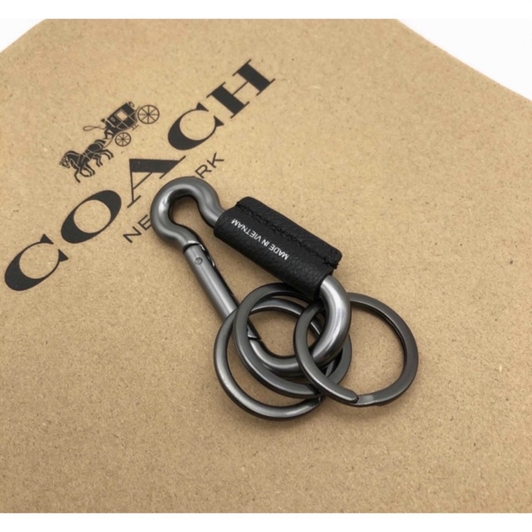 COACH(コーチ)の【COACH☆新品】大人気！カラビナ キーリング！ブラック！メンズ！レザー！ メンズのファッション小物(キーホルダー)の商品写真