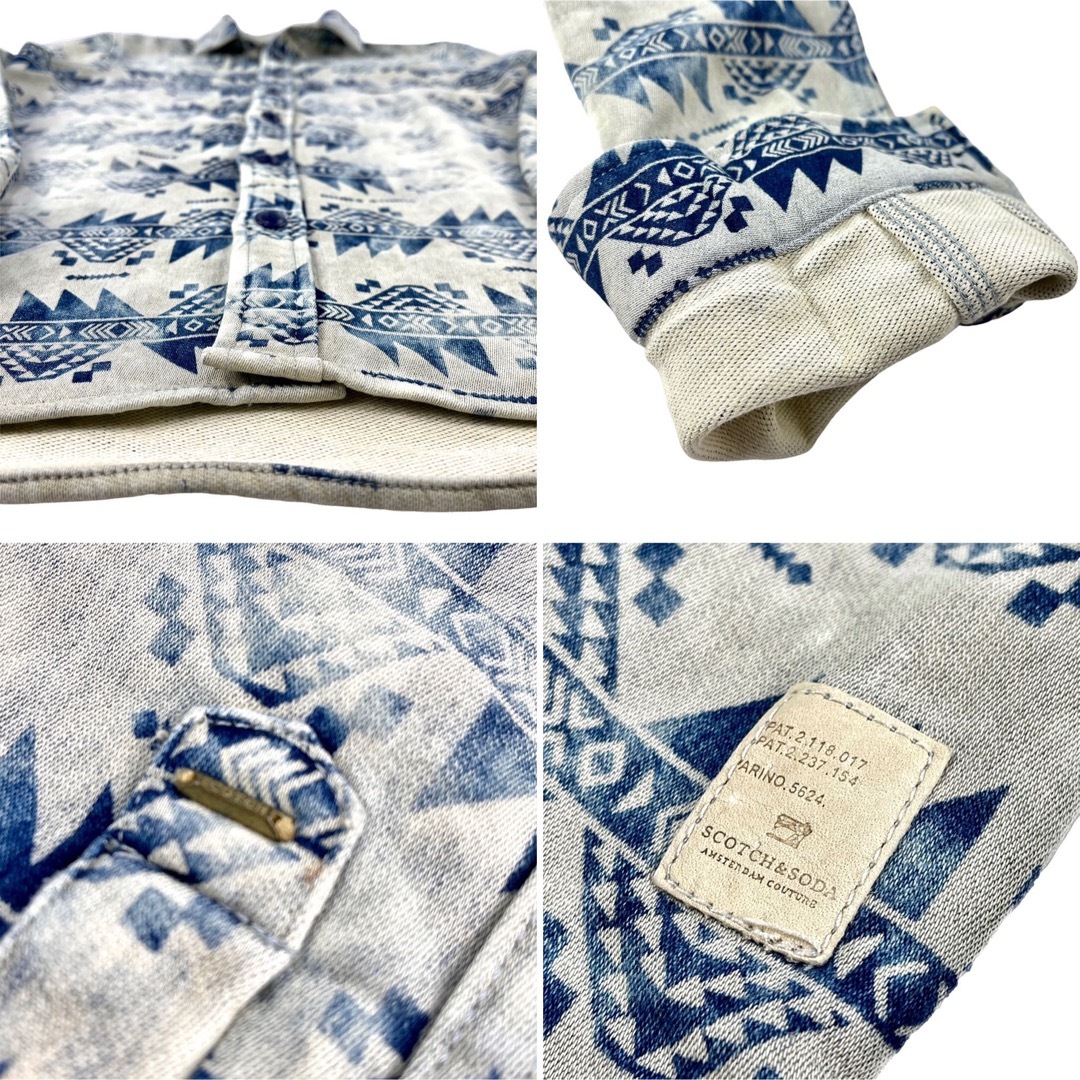 SCOTCH & SODA(スコッチアンドソーダ)の中古 SCOTCH & SODA ネイティブ民族柄 デニム風 スウェット シャツ メンズのトップス(シャツ)の商品写真