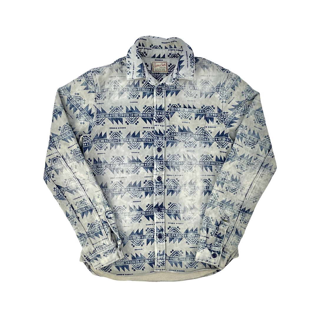 SCOTCH & SODA(スコッチアンドソーダ)の中古 SCOTCH & SODA ネイティブ民族柄 デニム風 スウェット シャツ メンズのトップス(シャツ)の商品写真