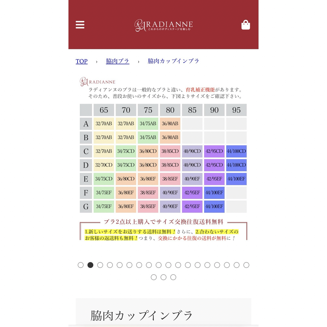 Radianne（R）(ラディアンヌ)のラディアンヌ　脇肉カップインブラ　 レディースの下着/アンダーウェア(ブラ)の商品写真