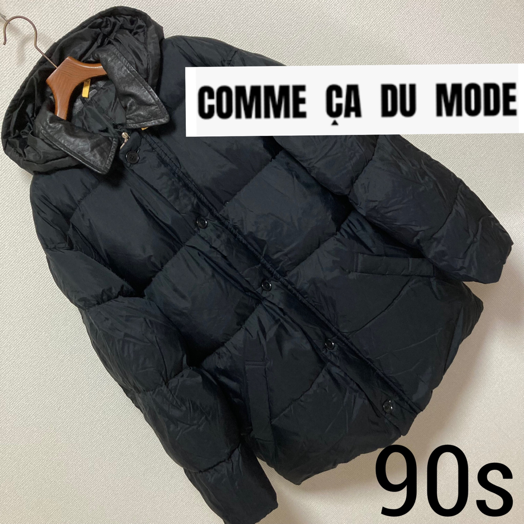 COMME CA DU MODE(コムサデモード)の90s■コムサデモード■本革 レザー襟 ダウン ハーフコート ジャケット フリー メンズのジャケット/アウター(ダウンジャケット)の商品写真