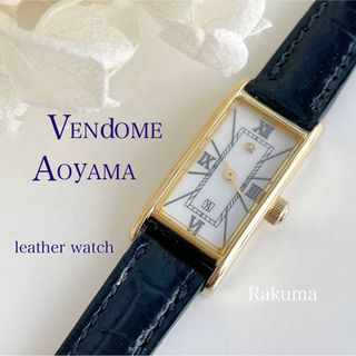 ヴァンドームアオヤマ(Vendome Aoyama)のヴァンドーム青山　レクタングル　レザー　時計　現行品　稼働(腕時計)