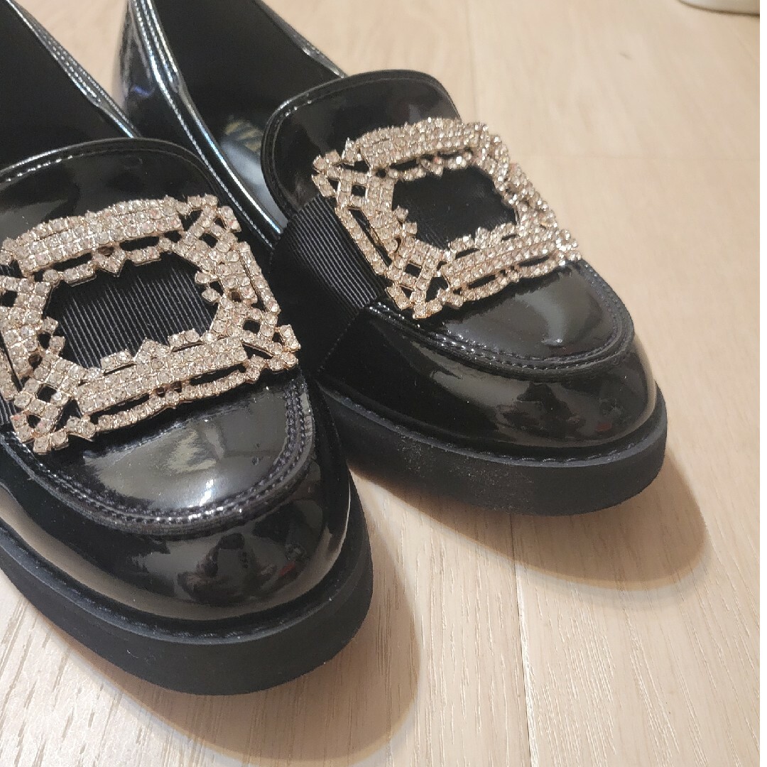 JIHYANGチヒャン 撥水加工ビジューローファー JIHYANGチヒャン 撥水加工ビジューローファー
