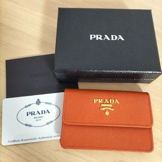 プラダ(PRADA)の新品 正規品 PRADA 名刺入れ カード ケース オレンジ(名刺入れ/定期入れ)