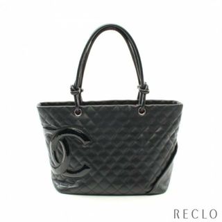 シャネル(CHANEL)のカンボンライン ラージ ショルダーバッグ トートバッグ レザー エナメルレザー ブラック シルバー金具(トートバッグ)