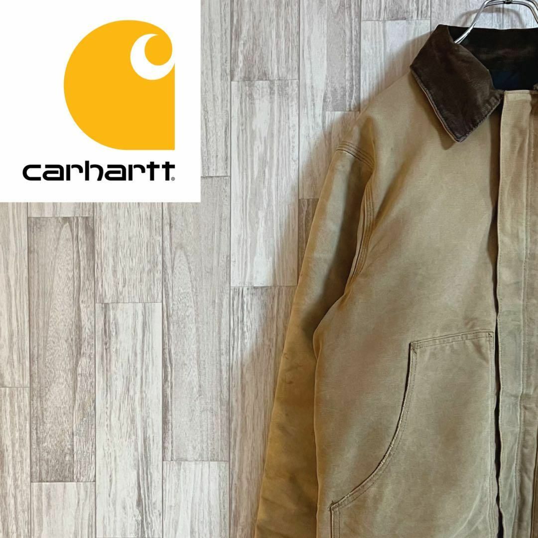 carhartt(カーハート)のカーハートダックジャケット　ロゴ　襟コーデュロイ　ベージュ　茶色　ユニセックス メンズのジャケット/アウター(その他)の商品写真