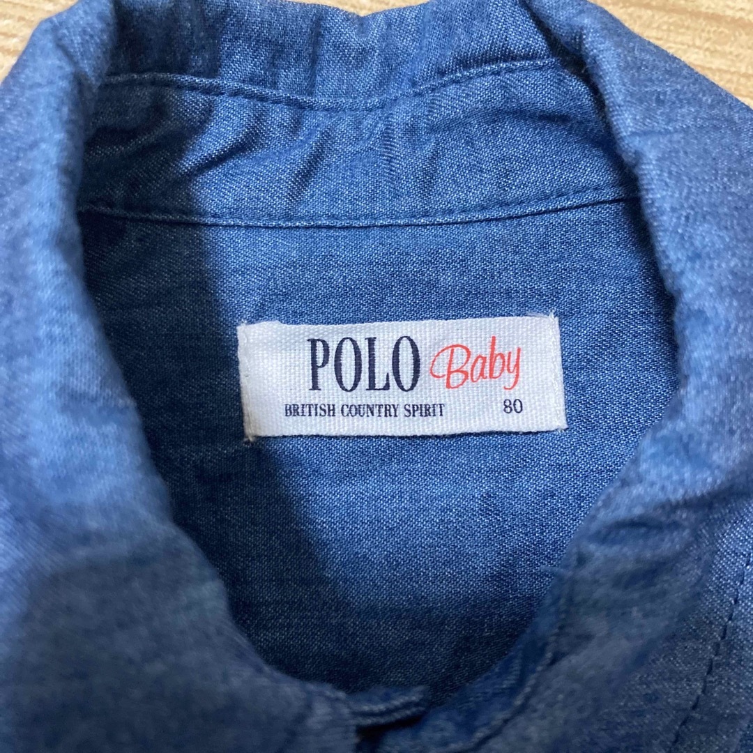 POLO（RALPH LAUREN）(ポロ)のPOLO デニム風シャツ 半袖 80cm キッズ/ベビー/マタニティのベビー服(~85cm)(シャツ/カットソー)の商品写真