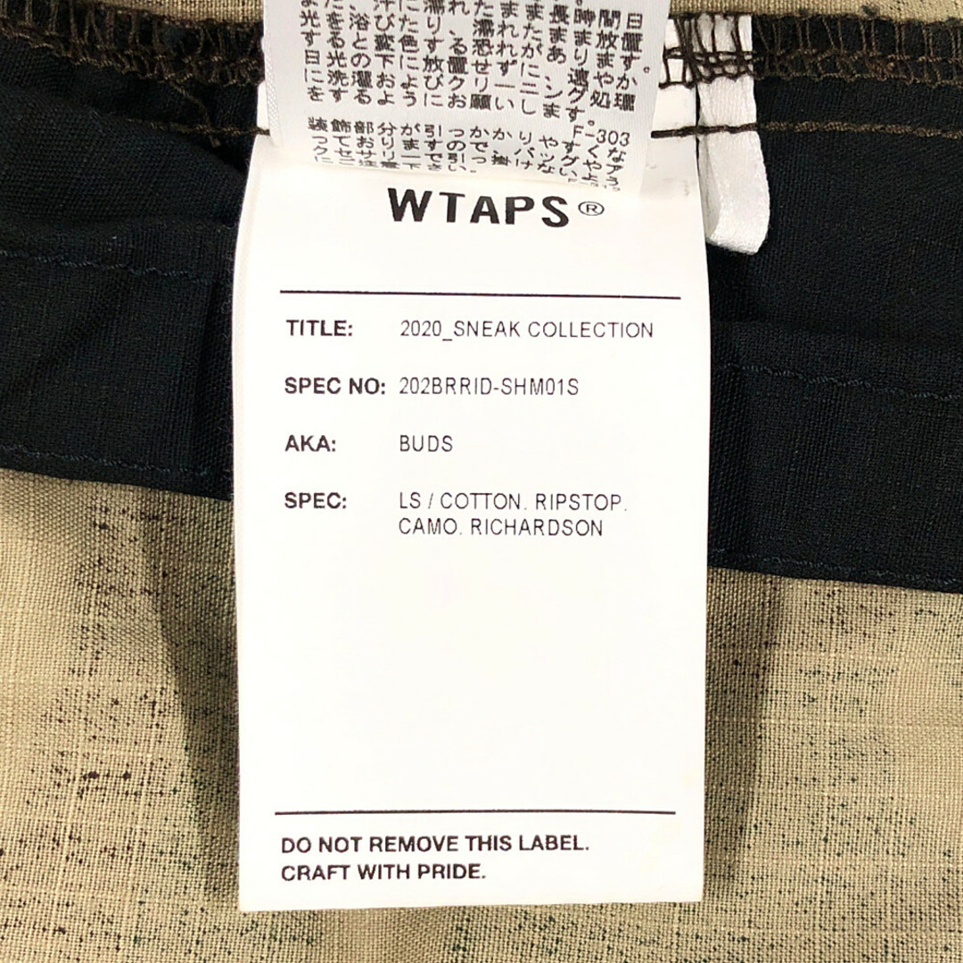 W)taps(ダブルタップス)のWTAPS ダブルタップス×RICHARDSON リチャードソン 20AW BUDS LS / COTTON. RIPSTOP. CAMO. シャツジャケット 迷彩 サイズ4 正規品 / 32736 メンズのジャケット/アウター(その他)の商品写真