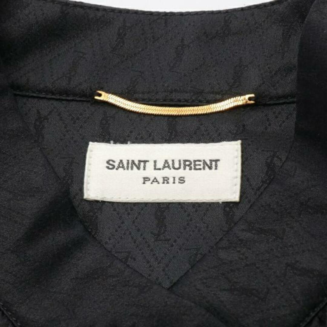 Saint Laurent(サンローラン)の シャツ スタンドカラー ロゴ総柄 シルク ブラック レディースのトップス(シャツ/ブラウス(長袖/七分))の商品写真