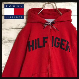 トミーヒルフィガー(TOMMY HILFIGER)の【ビックロゴ】トミーヒルフィガー　ジップアップパーカー　裏起毛　赤　H545(パーカー)