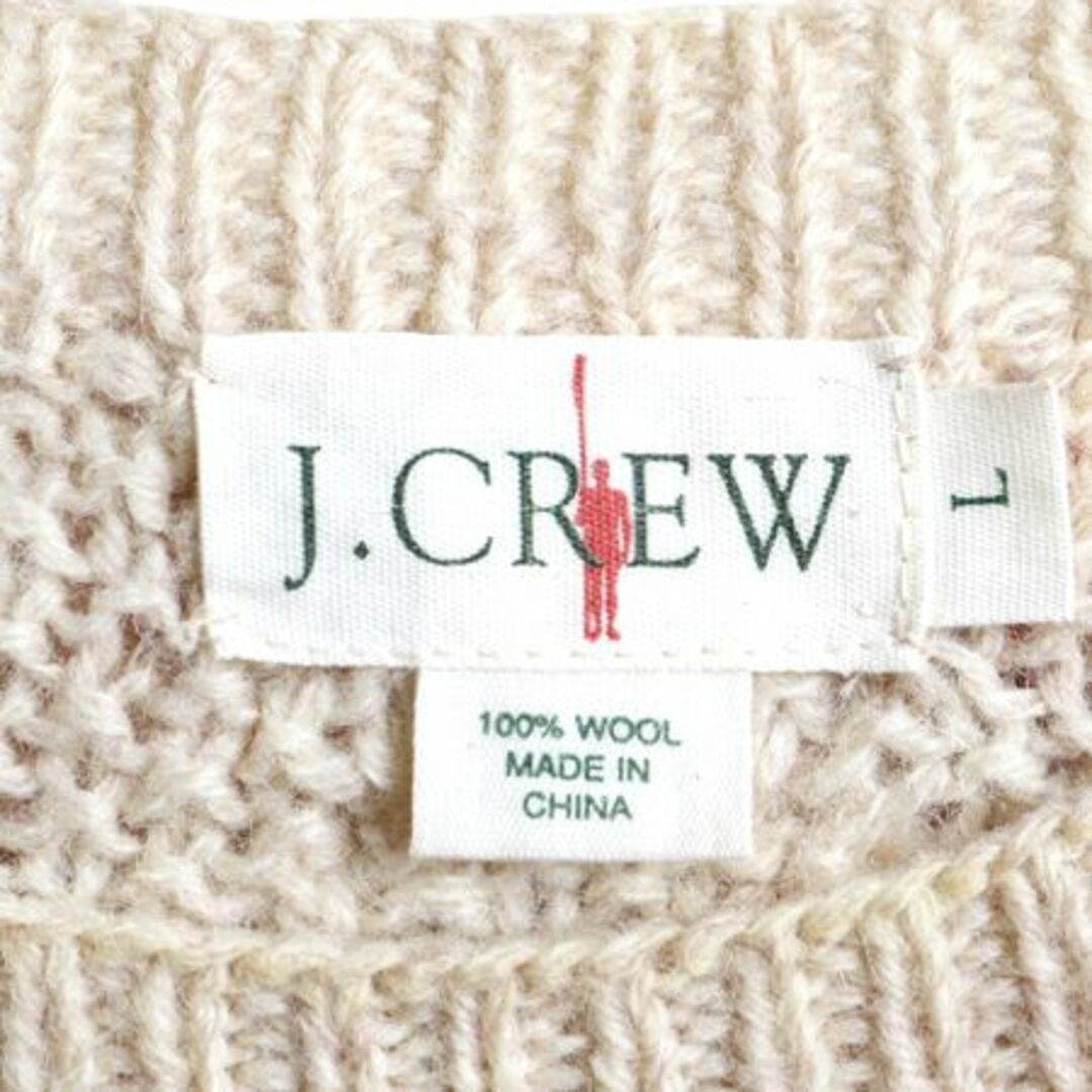 90s J CREW フィッシャーマン ウール ニット セーター L ナチュラル