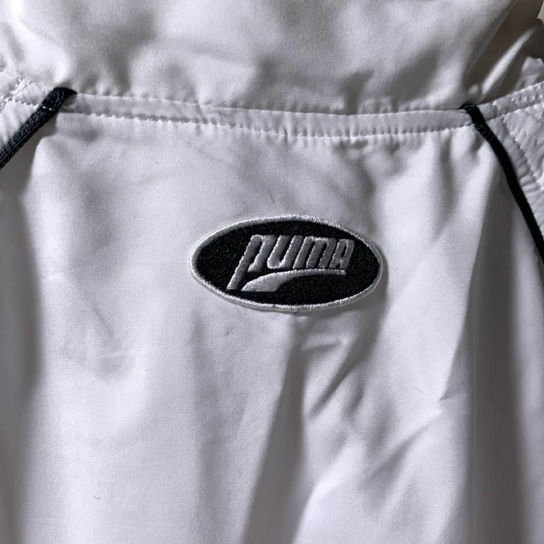 90s PUMA ヒットユニオン 旧ロゴ ナイロンジャケット 白 刺繍ロゴ M