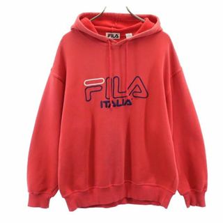 フィラ(FILA)のフィラ 90s オールド 長袖 スウェットパーカー S レッド系 FILA 裏起毛 メンズ 古着 【231129】(パーカー)