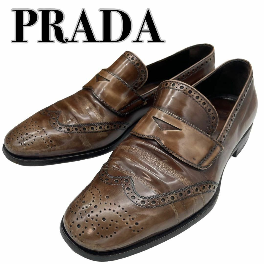 PRADA - PRADA プラダコインローファー レザー 24cm ブラウンの通販 by