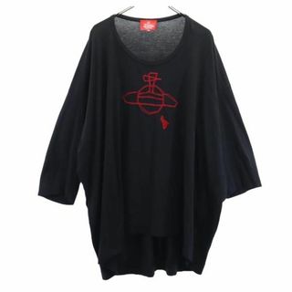 ヴィヴィアンウエストウッド 日本製 長袖 ドロップショルダー コットン 膝丈ワンピース F ブラック系 Vivienne Westwood RED LABEL レディース  【231129】