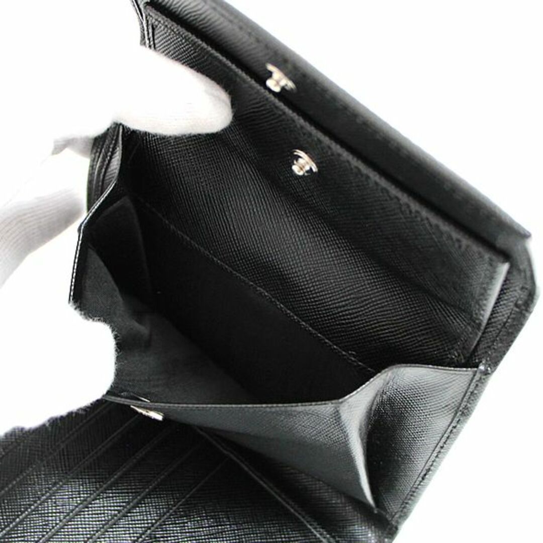 PRADA - 極美品 プラダ 三角ロゴ 三つ折り財布 サフィアーノレザー 黒