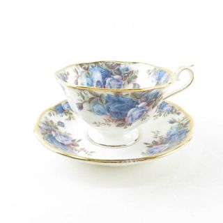 ロイヤルアルバート(ROYAL ALBERT)の美品 ROYAL ALBERT ロイヤルアルバート ムーンライトローズ ティーカップ＆ソーサー 1客 金彩 薔薇 青 バラ SU4564X (グラス/カップ)