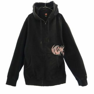 ボルコム(volcom)のボルコム プリント 長袖 ジップパーカー S/P ブラック VOLCOM スウェット メンズ 古着 【231129】(パーカー)