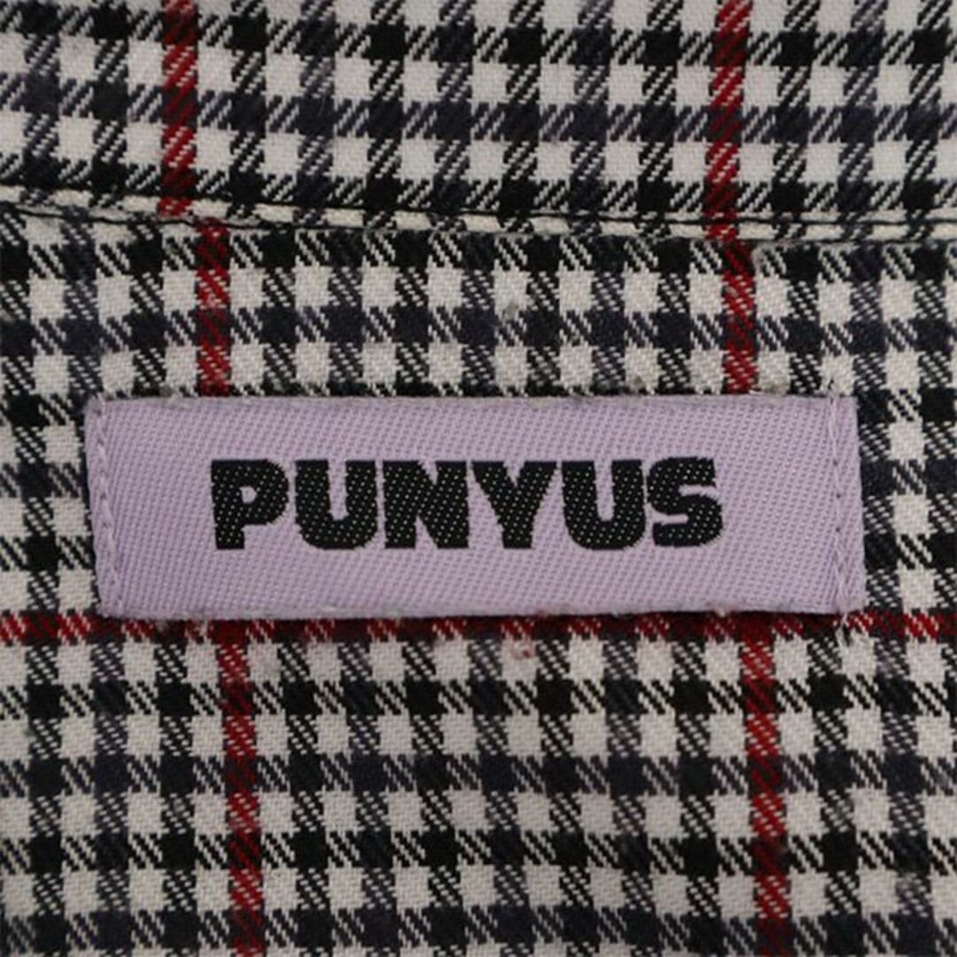 PUNYUS(プニュズ)のプニュズ チェック 長袖 オープンカラー シャツ 2 PUNYUS ビッグサイズ ロゴ刺繍 レディース 古着 【231129】 レディースのトップス(シャツ/ブラウス(長袖/七分))の商品写真