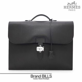 エルメス(Hermes)の美品 エルメス サック・ア・デペッシュ 38 ビジネスバッグ ブリーフケース 書類バッグ マチ1 エプソン ブラック □I刻印(ビジネスバッグ)