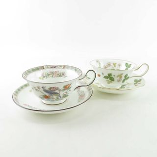 ウェッジウッド(WEDGWOOD)の美品 WEDGWOOD ウェッジウッド ワイルドストロベリー クタニクレーン カップ＆ソーサー 2客 セット ピオニー SU4605X (グラス/カップ)