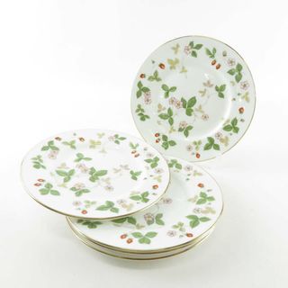 ウェッジウッド(WEDGWOOD)の美品 WEDGWOOD ウェッジウッド ワイルドストロベリー 中皿 5枚 17cmデザートプレートセット ケーキ 黒壺 SU4630F (食器)