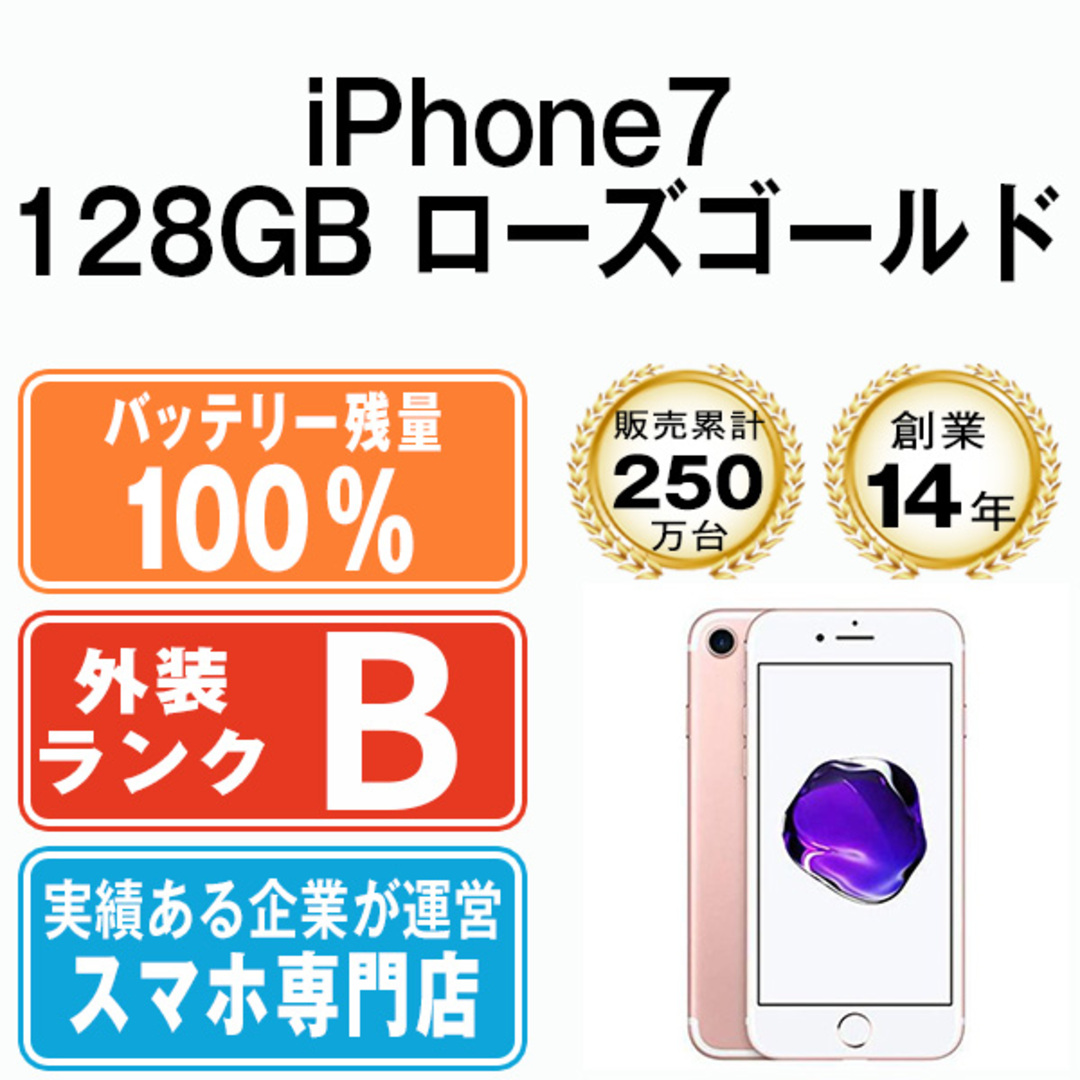 Apple - バッテリー100% 【中古】 iPhone7 128GB ローズゴールド SIM