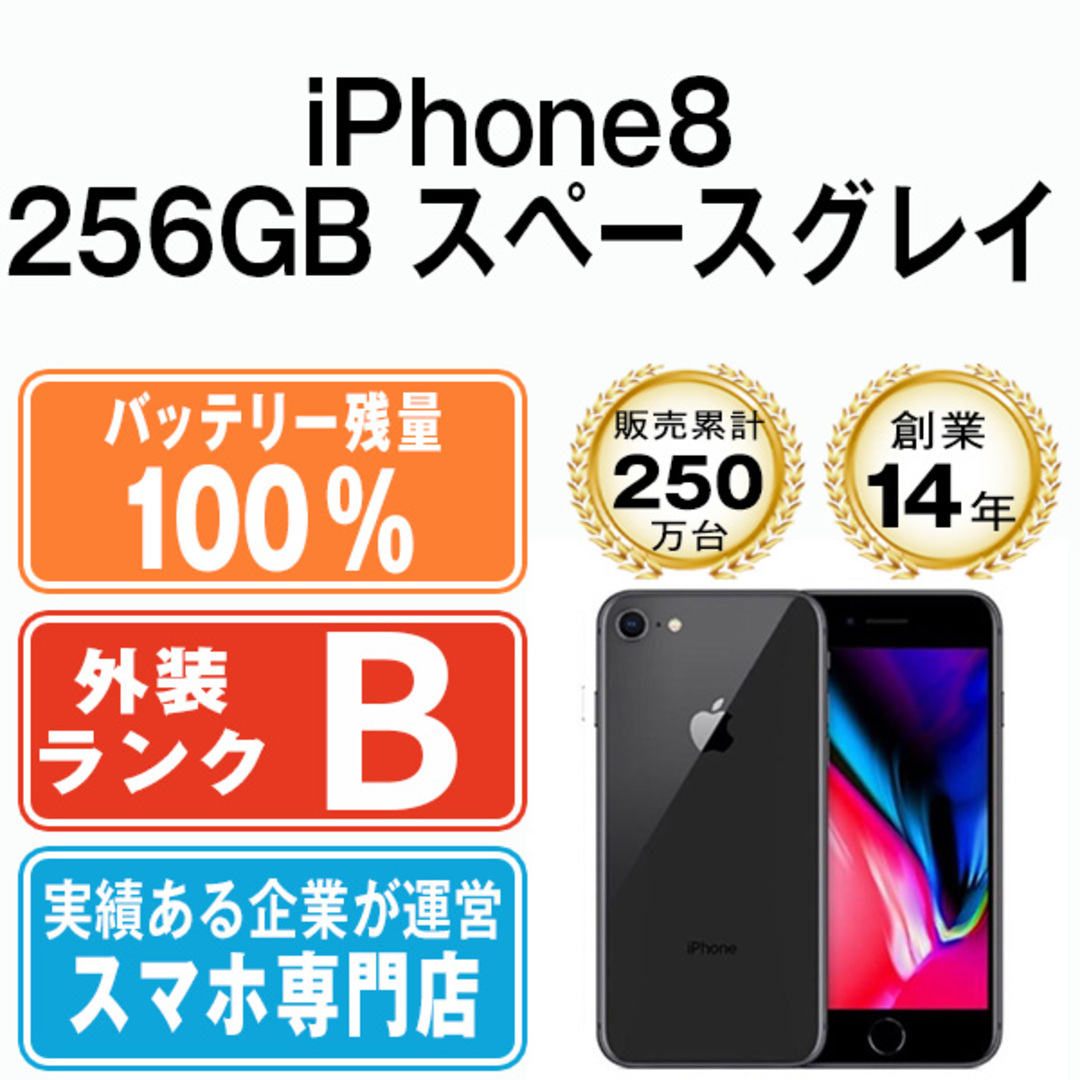 Apple - バッテリー100% 【中古】 iPhone8 256GB スペースグレイ SIM