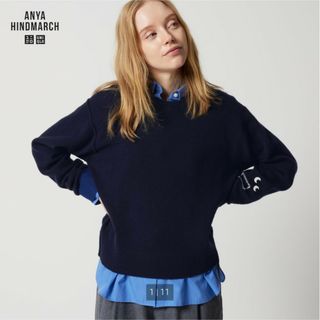 アニヤハインドマーチ(ANYA HINDMARCH)のユニクロ アニヤハインドマーチ プレミアムラムクルーネックセーター XLサイズ(ニット/セーター)