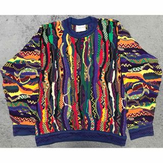 【希少】COOGI クージー 3Dニット セーター L 総柄 マルチカラー