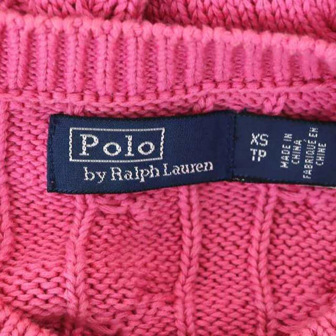 POLO RALPH LAUREN(ポロラルフローレン)のポロ バイ ラルフローレン ケーブルニットカーディガン 長袖 XS ピンク レディースのトップス(カーディガン)の商品写真