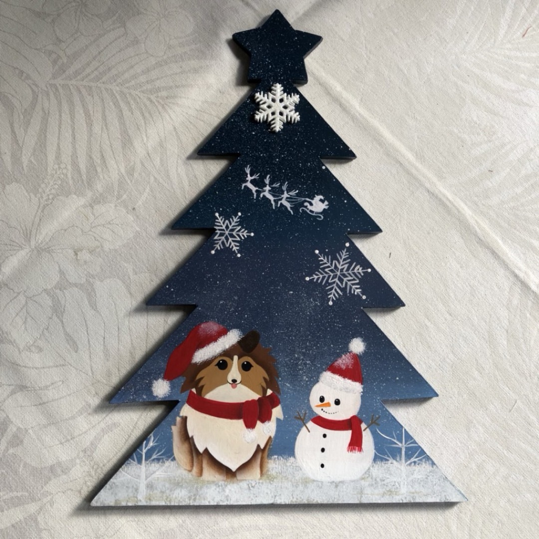 ワンちゃんと冬の夜空をお散歩 【クリスマス ツリー オブジェ】【北欧】Xmas その他のペット用品(犬)の商品写真