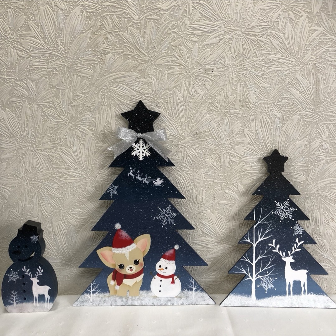 ワンちゃんと冬の夜空をお散歩 【クリスマス ツリー オブジェ】【北欧】Xmas その他のペット用品(犬)の商品写真