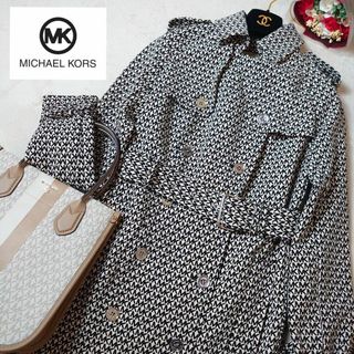 マイケルコース(Michael Kors)の【未使用】マイケルコース トレンチコート MK柄 ブラック×ベージュ ロング丈(トレンチコート)