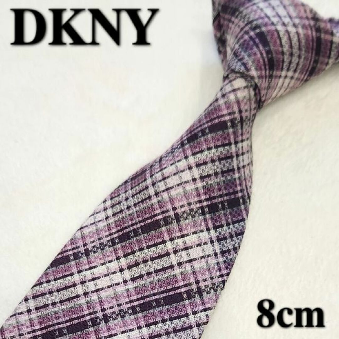 DKNY(ダナキャランニューヨーク)の【DKNY】ブランドネクタイ★紫★チェック★日本製★シルク★メンズ★小物 メンズのファッション小物(ネクタイ)の商品写真