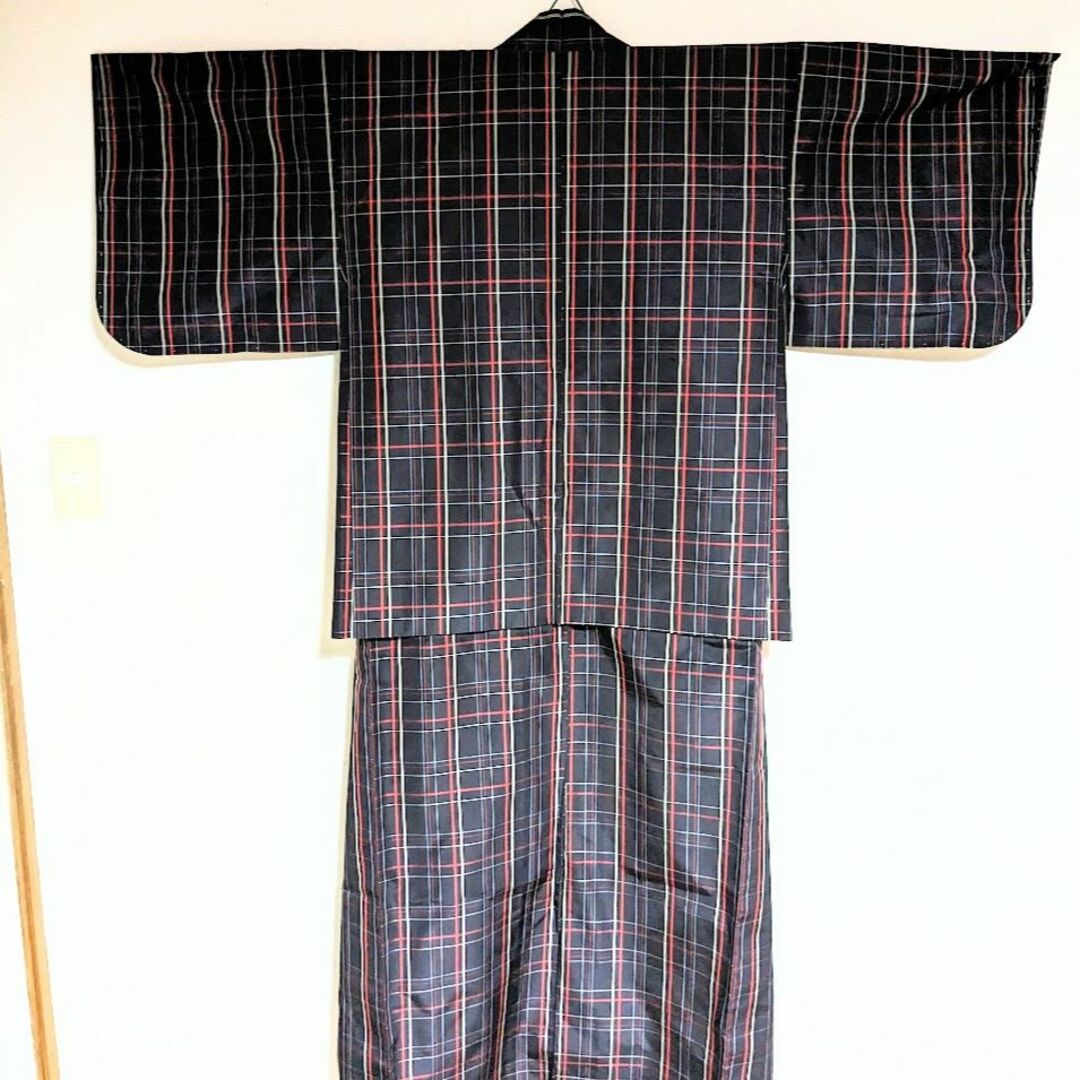 女性用和服セット/着物・羽織(着物アンサンブル)紺に赤、黄色の
