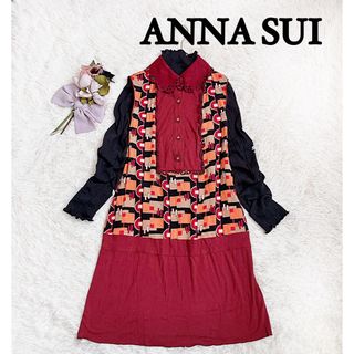 アナスイ(ANNA SUI)の✳︎ANNASUIアナスイ　レトロモダンなチュニックワンピース　ノースリーブ(ひざ丈ワンピース)