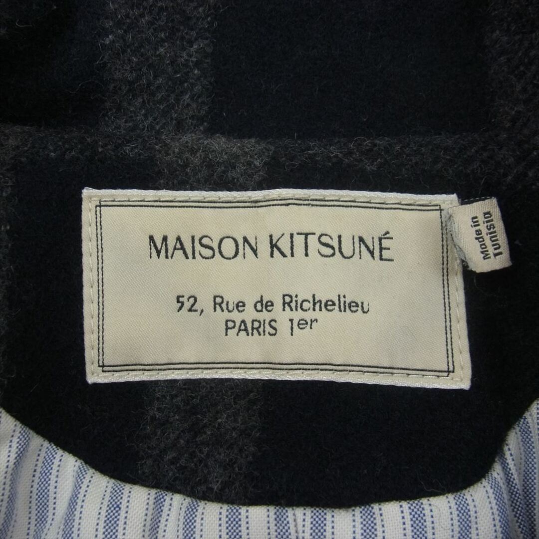 MAISON KITSUNE'(メゾンキツネ)のMAISON KITSUNE メゾンキツネ ピーコート KMO-0450 ウール チェック Ｐコート ブラック系 グレー系 S【中古】 メンズのジャケット/アウター(その他)の商品写真