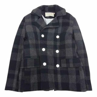 メゾンキツネ(MAISON KITSUNE')のMAISON KITSUNE メゾンキツネ ピーコート KMO-0450 ウール チェック Ｐコート ブラック系 グレー系 S【中古】(その他)