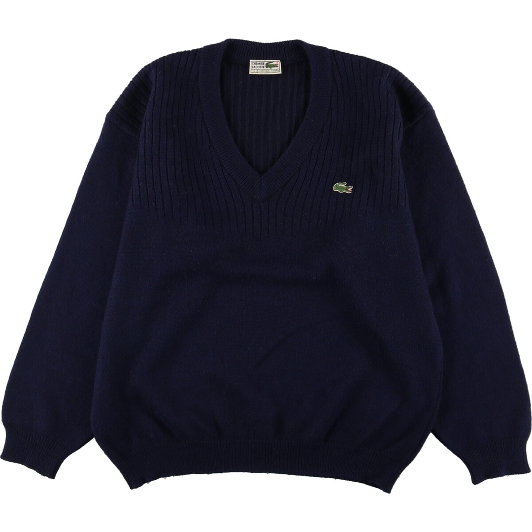 メンズXL表記サイズ70年代 ラコステ LACOSTE CHEMISE Vネック アクリルニットセーター スペイン製 メンズXL ヴィンテージ /eaa365188