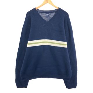 ギャップ(GAP)の古着 ギャップ GAP オールドギャップ ライン入り Vネック ウールニットセーター メンズXL /eaa396550(ニット/セーター)