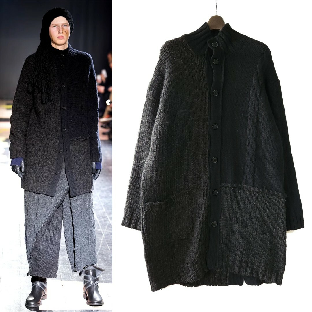 15aw YohjiYamamoto POUR HOMME ツギハギカーディガントップス