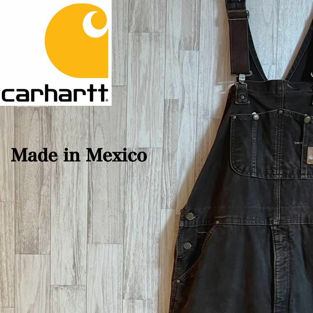 carhartt(カーハート)のカーハートダックオーバーオール　メキシコ製　ビックシルエット　36×34 焦茶 メンズのパンツ(サロペット/オーバーオール)の商品写真