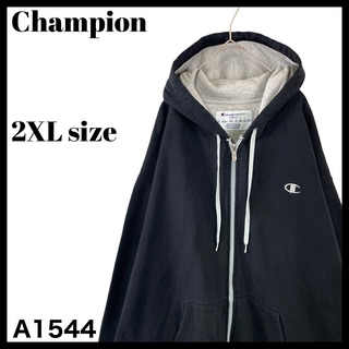 チャンピオン(Champion)の大きいサイズ チャンピオン ジップアップ スウェットパーカー メンズ 黒 2XL(パーカー)