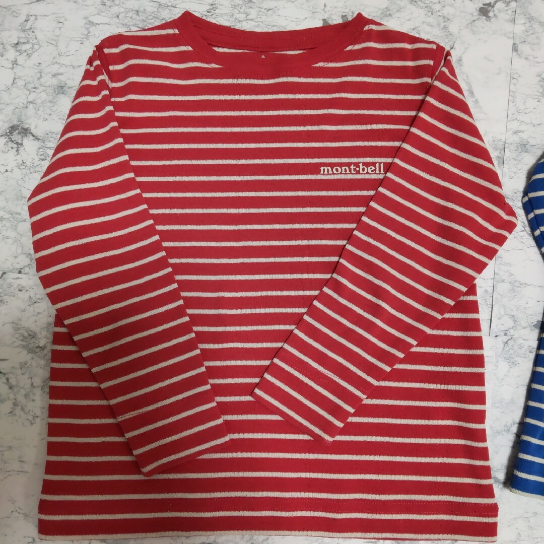 mont bell(モンベル)の3枚まとめてモンベル　ボーダー長袖Tシャツ　100 　ロンTシャツ キッズ/ベビー/マタニティのキッズ服男の子用(90cm~)(Tシャツ/カットソー)の商品写真