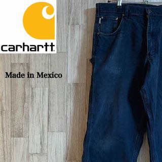 カーハート(carhartt)のカーハートペインターパンツ　ダック地　ネイビー　メキシコ製　38×32 ロゴ(ペインターパンツ)