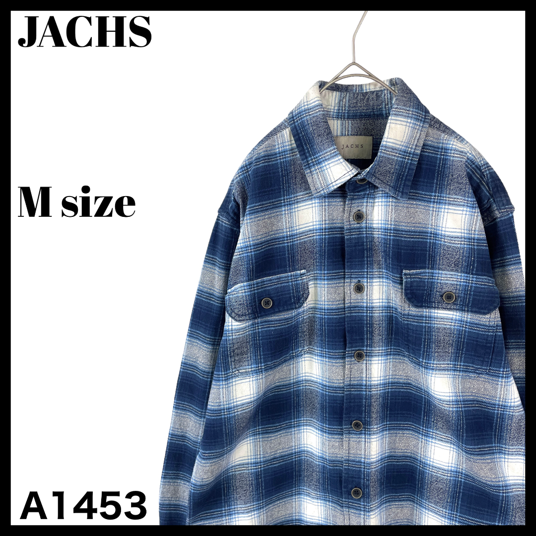 USA JACHS 秋冬 ネルシャツ 長袖シャツ オンブレチェック 紺 MブランドJACHS