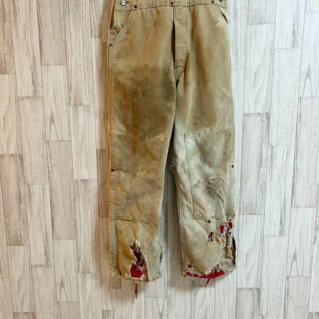 carhartt(カーハート)のカーハートダックオーバーオール　90s ヴィンテージ　ベージュ　ワンポイントロゴ メンズのパンツ(サロペット/オーバーオール)の商品写真