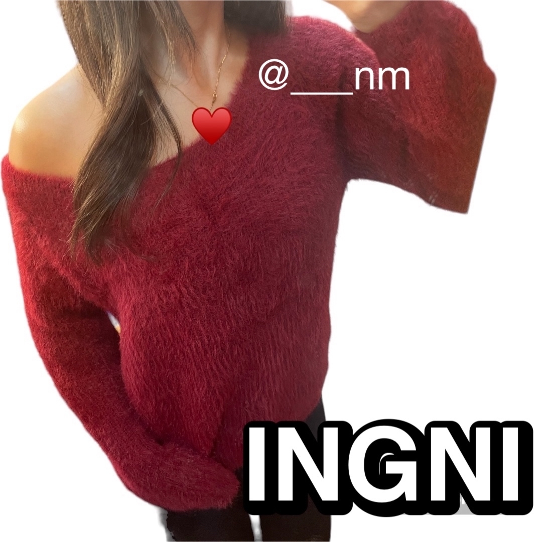 INGNI(イング)のINGNI イング ニット オフショル ボルドー 長袖 レディース レディースのトップス(ニット/セーター)の商品写真